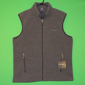 Eddie Bauer Mens M Gray Full Zip Fleece Vest NEW